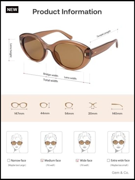 Trendy Oval Polarized Sunglasses UV Protection Retro Classic Shade with Case